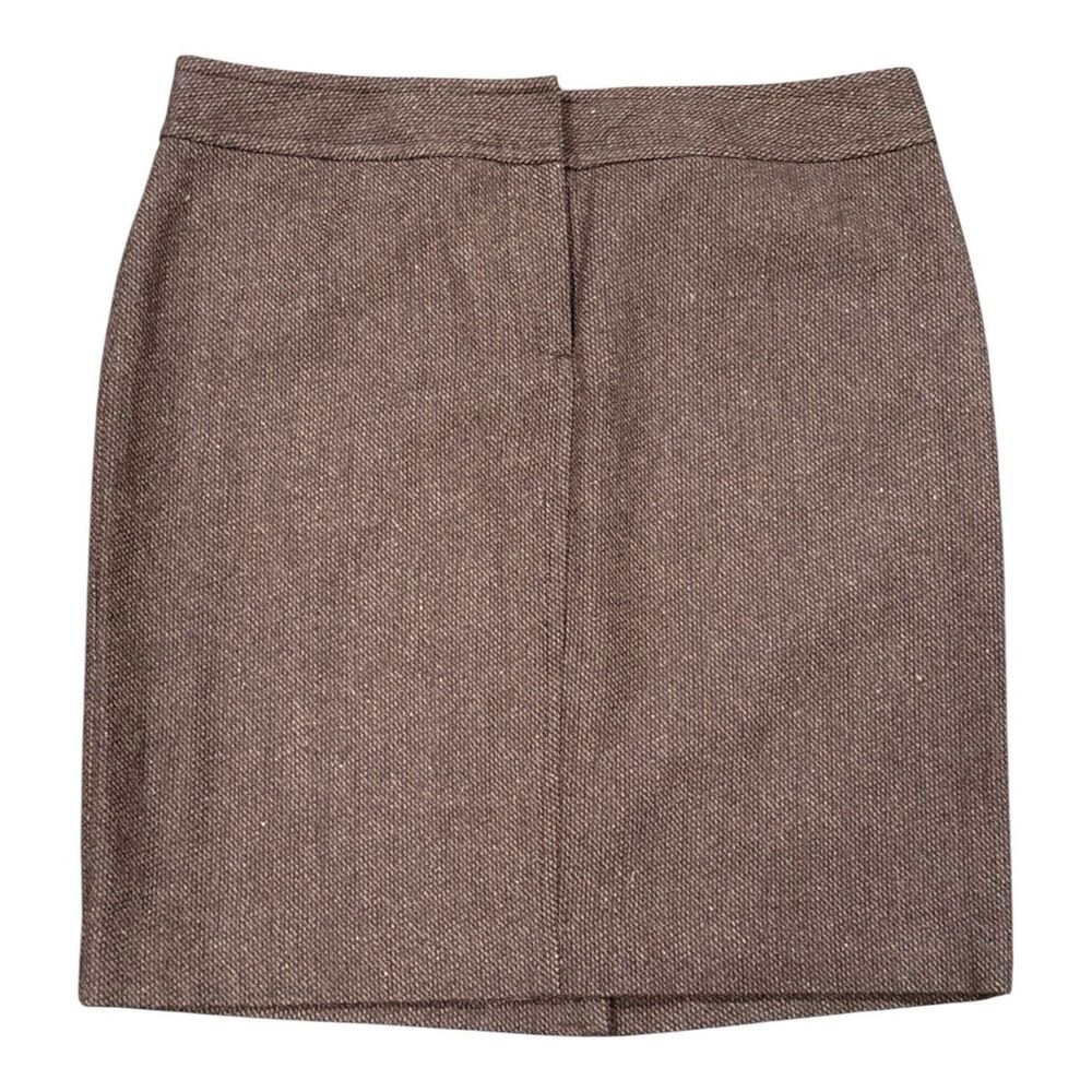 Vineyard Vines Brown Wool Blend Tweed Front Zip Above Knee Length Skirt Size 14